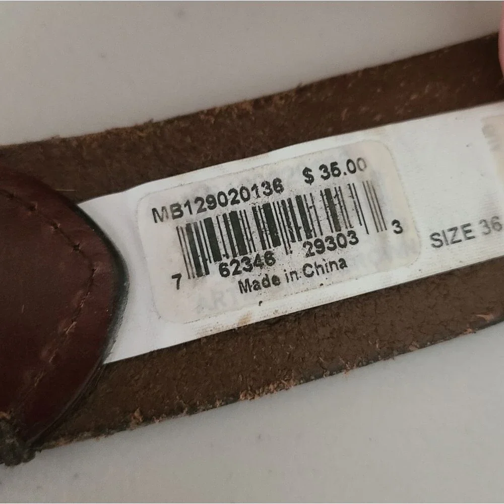 fossil brown leather belt size 36 casual rugged distressed buckle MB1290201